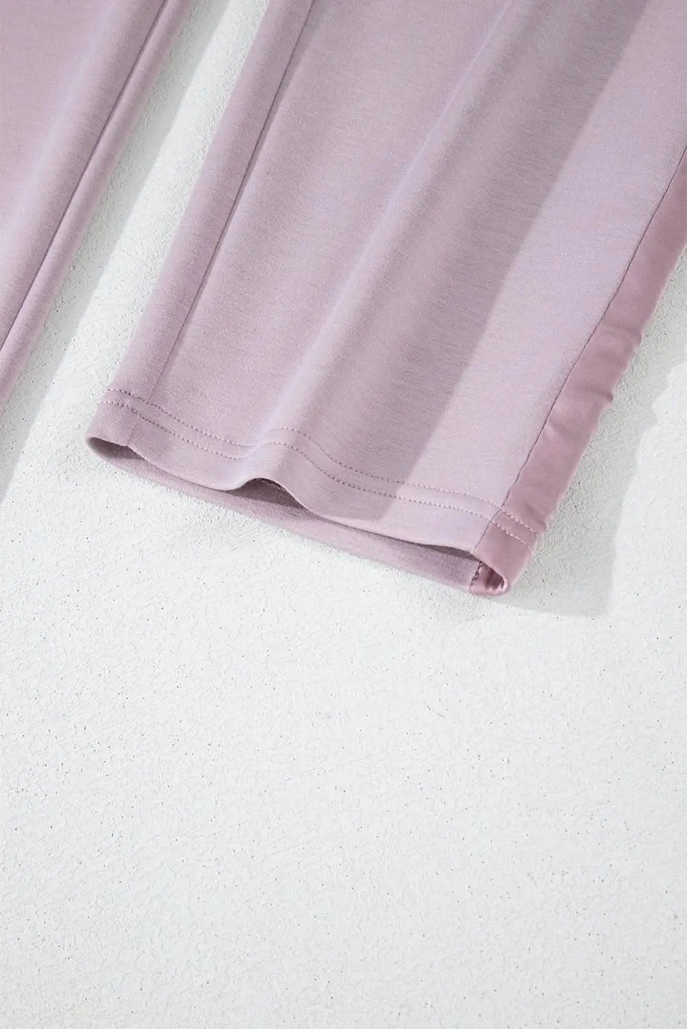 Orchid Petal Drawstring Waist Satin Stripe Patch Straight Leg High Waist Pants - Love Salve